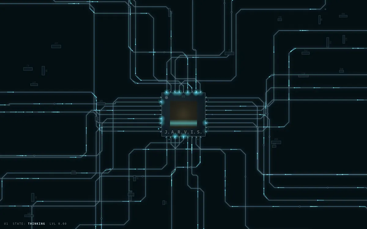 Thinking: a pale sweep animating across the chip's die.